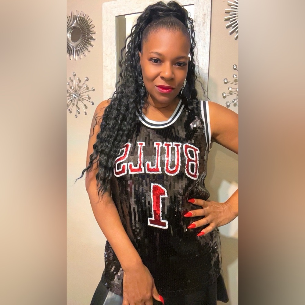 Sale‼️Chicago Bulls Sequin Black jersey - Picture 5 of 15